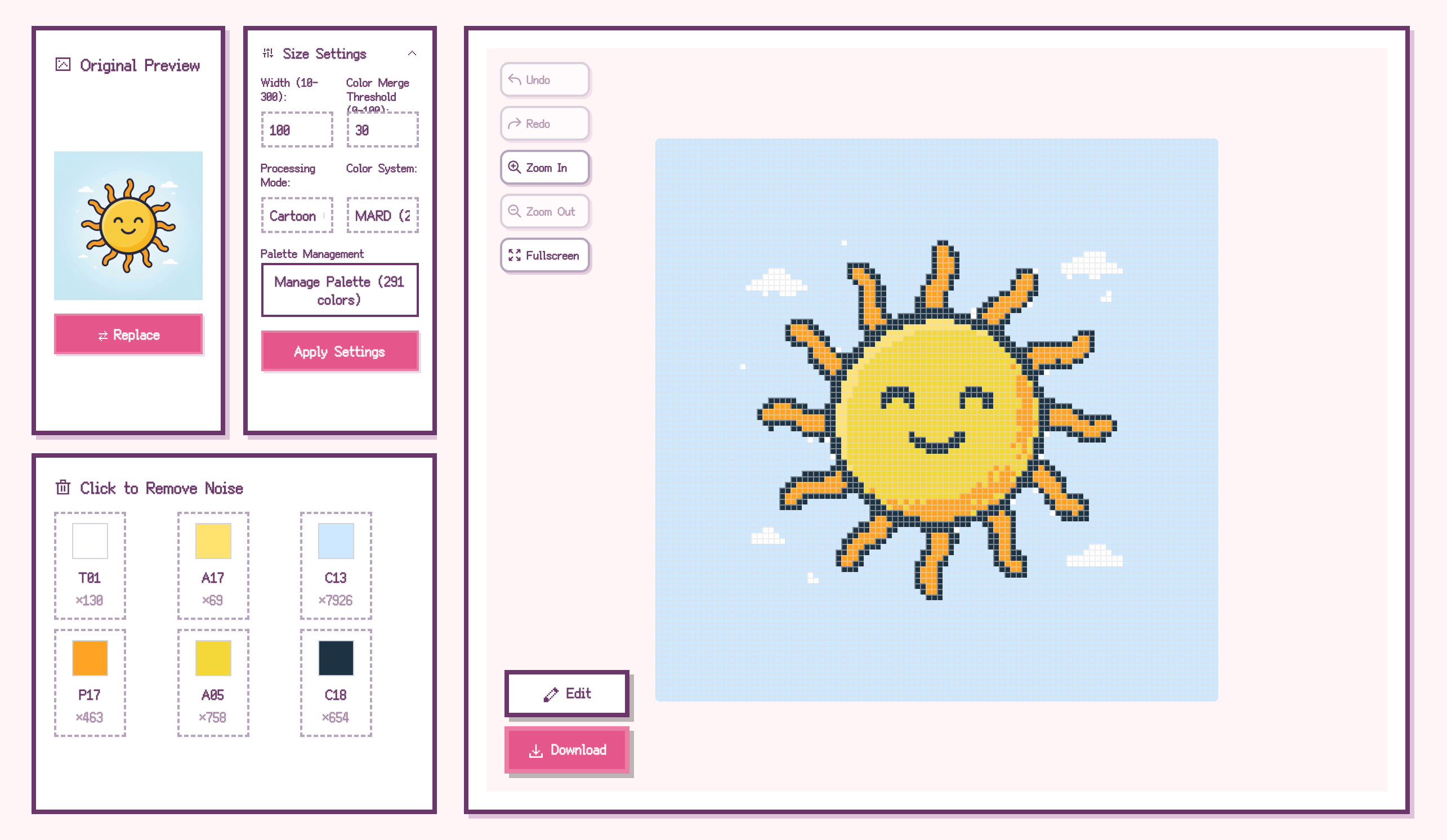 Pixelation Editing Features